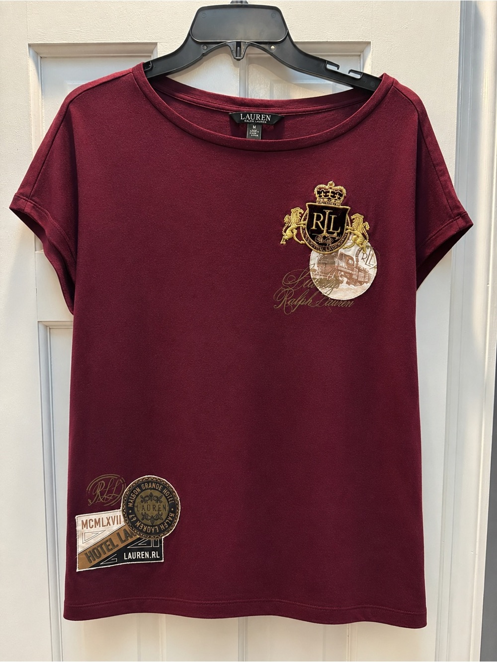 Lauren Ralph Lauren multi-patch jersey T-shirt burgundy/maroon